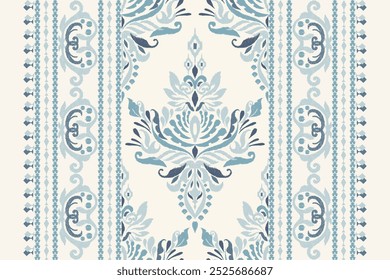 Scarf pattern,Ikat floral pattern on white background,vector illustration,Ikat ethnic oriental pattern,Ikat embroidery,Aztec style,hand drawn.design for texture,fabric,clothing,decoration,scarf,print