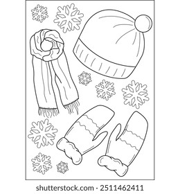 scarf season coloring book page for kids and adults creative coloring mindful relaxation activity