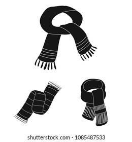 Scarf and Shawl black icons in set collection for design.Clothes and Accessory vector symbol stock web illustration.
