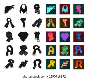 Scarf and Shawl black,flat icons in set collection for design.Clothes and Accessory vector symbol stock web illustration.