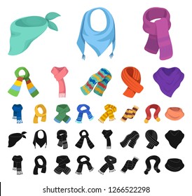 Scarf and Shawl cartoon, black icons in set collection for design.Clothes and Accessory vector symbol stock web illustration.