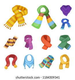 Scarf and Shawl cartoon icons in set collection for design.Clothes and Accessory vector symbol stock web illustration.