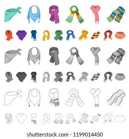 Scarf and Shawl cartoon icons in set collection for design.Clothes and Accessory vector symbol stock web illustration.