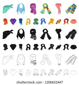 Scarf and Shawl cartoon icons in set collection for design.Clothes and Accessory vector symbol stock web illustration.