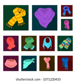 Scarf and Shawl flat icons in set collection for design.Clothes and Accessory vector symbol stock web illustration.