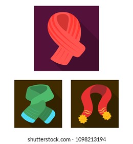 Scarf and Shawl flat icons in set collection for design.Clothes and Accessory vector symbol stock web illustration.