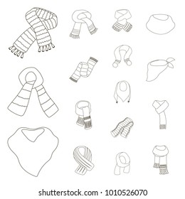 Scarf and Shawl outline icons in set collection for design.Clothes and Accessory vector symbol stock web illustration.