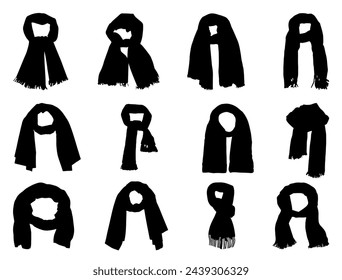 Scarf silhouette vector art white background