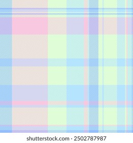 Scarf tartan seamless check, suit background vector pattern. Romantic plaid fabric textile texture in light and blue colors palette.