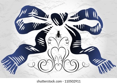 Scarf tied in a knot. Vector calligraphic drawing. EPS 8.
