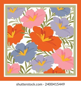 pañuelo con diseño de patrones de flores tropicales
