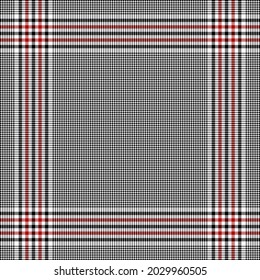 Scarf Vector For Autumn Winter In Black, White, Red. Square Simple Graphic Background Print With Dog Tooth Check Pattern For Silk Scarf, Bandana, Shawl, Hijab, Other Modern Fashion Fabric Design.