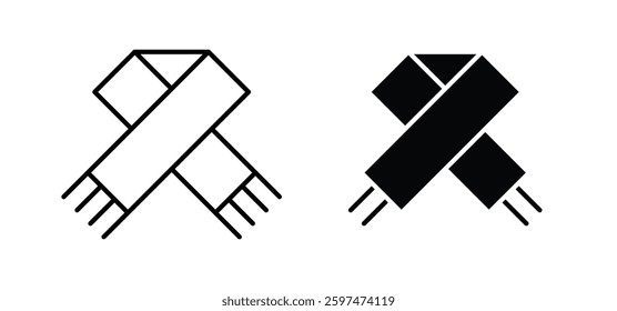 Scarf vector icon set black filled and outlined style.