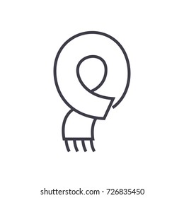 scarf vector line icon, sign, illustration on background, editable strokes