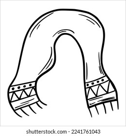Asustar. Ropa de invierno cálida. Ilustración vectorial en estilo de esbozo. Escarcha de punto.