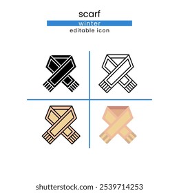 scarf Winter Season Editable icon set