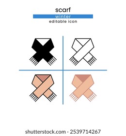 scarf Winter Season Editable icon set