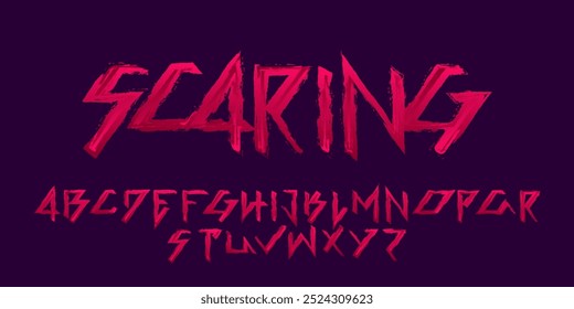 Scaring alphabet font. Bloody angular letters and numbers. Stock vector typography for your Halloween typography.