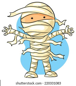 Scaring cartoon mummy, Halloween costume 