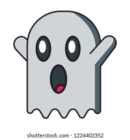 scaring ghost vector emoticon, modern concept, simple style, flat color 