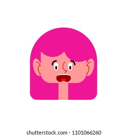 Scaring little girl face isolated. Vector illustration