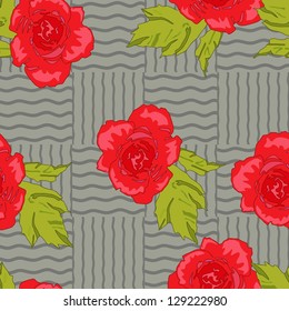 Scarlet bright roses on the gray background