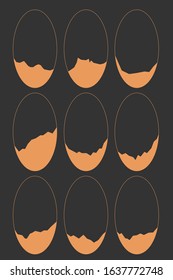Scarlet egg frame. Frame for inscriptions and pictures. Vector illustration.
