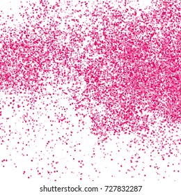 Scarlet explosion of confetti isolated on white. Valentines Day background. Pink glitter texture.  Vector illustration,eps 10.