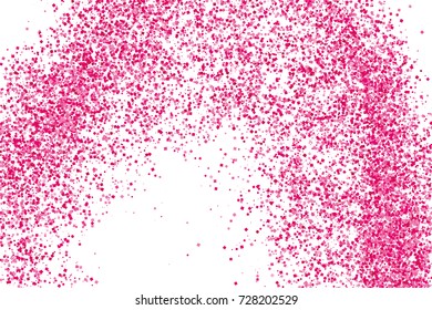 Scarlet explosion of confetti isolated on white. Valentines Day background. Pink glitter texture.  Vector illustration,eps 10.