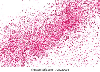 Scarlet explosion of confetti isolated on white. Valentines Day background. Pink glitter texture.  Vector illustration,eps 10.
