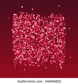 Scarlet explosion of confetti. Valentines Day background. Pink glitter texture.  Vector illustration,eps 10.
