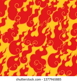 
Scarlet flame tongues on a yellow background. Vector seamless pattern.
