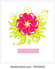 Scarlet flower with leaves