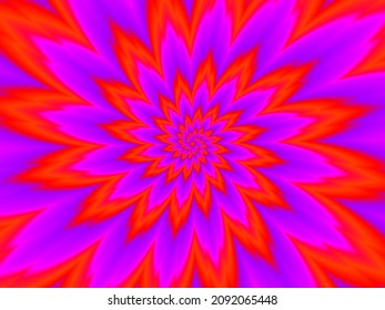 Scarlet flower. Red flower blossom. Optical expansion illusion.