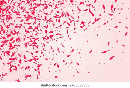 Fondo rosa de Vector de flores escarlata. Difuminar la textura del loto. Patrón de verano de pétalos de carmín. Plantilla de cereza de la belleza roja.