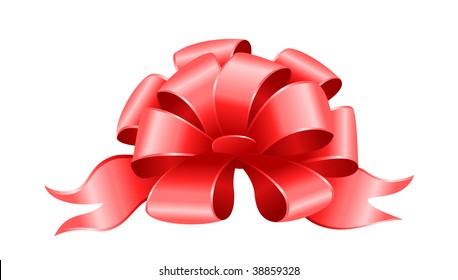 scarlet gift bow on a white background