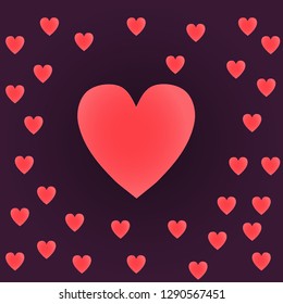 scarlet hearts on a dark background
