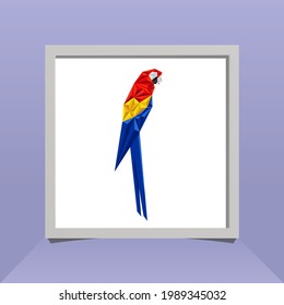 Scarlet macaw bird looks cool and minimalist with mockup design style