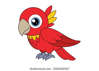 "Scarlet Macaw Bird Vector Illustration"
