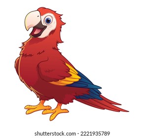 Ilustración de animales de la caricatura de Scarlet Macaw