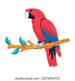 Scarlet macaw icon in flat style 