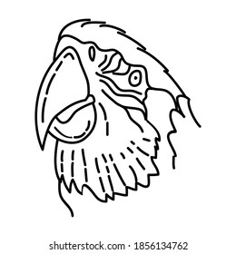 Scarlet Macaw Icon. Tropical Animal Hand Drawn Icon Set Vector.