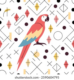 Scarlet Macaw Parrot Pattern-  Vibrant