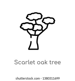 scarlet oak tree vector line icon. Simple element illustration. scarlet oak tree outline icon from nature concept. Can be used for web and mobile