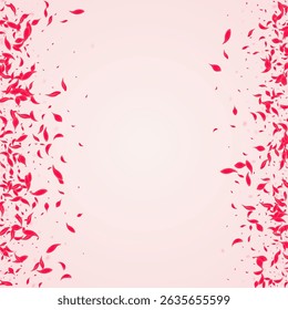 Scarlet Petal Vector Pink Background. Tender Lotus Banner. Ruby Blossom Summer Pattern. Coral Blur Sakura Cover.