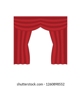 scarlet red curtains interior decoration design idea realistic icon collection isolated vector illustration
