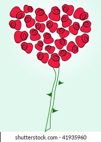 Scarlet rose heart. Vector.