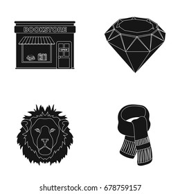 scarlet, secondhand and or web icon in black style. book animal, Ornaments icons in set collection.