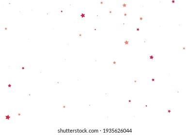 Scarlet Stars Invitation. Rufous Confetti Holiday. Red Falling Background. Celebration Cosmos. Ruby Glitter Banner. Sparkling Background. Texture Greeting. Universe Holiday.