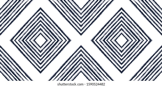 Scarlet Striped Vector Seamless Pattern. Cold Abstract Chevron Traditional Design. Surf Shibori Bohemian Print. Ocean Tie Dye Geometric Navajo Wallpaper. Ethnic Fabric Background